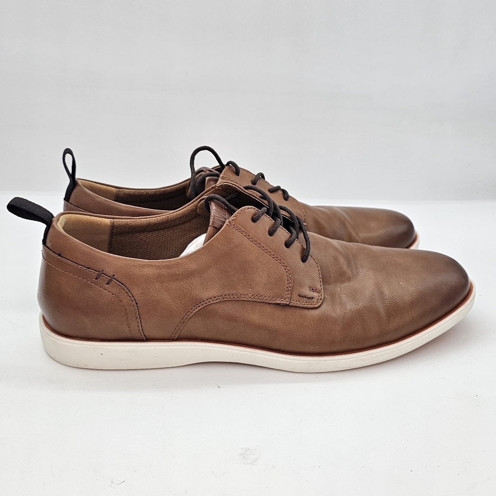 Steve Madden Brookes Oxford Dress Shoes Cognac Leather Lace Up Size 11.5 - Picture 3 of 10